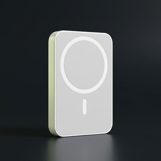 Power bank magnética blanca para iPhone con aro magnético