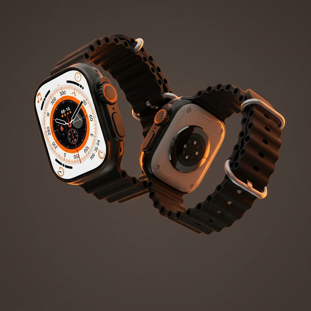 Vista frontal y trasera del smartwatch con sus sensores
